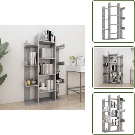 Bibliothèque Gris béton 86x25,5x140 cm Bois d’ingénierie - Bibliothèque - Étagère - Rangement - Livre - Décoration (1/5)