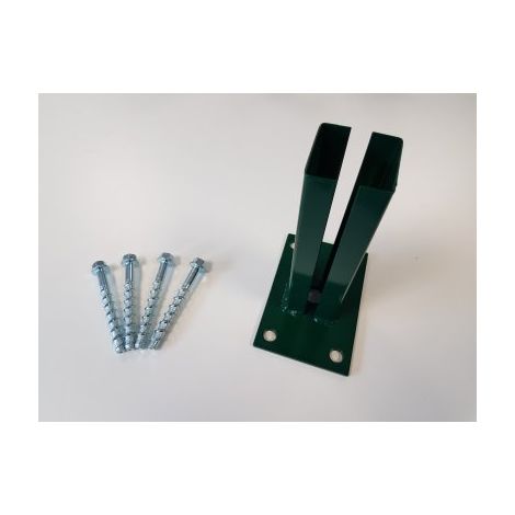 Cloture & Jardin – Kit platine pour poteau carré de portillon barreaudé – Acier zingué – Dimensions 150x100mm – Fixation béton – Vis d'ancrage 8x75mm