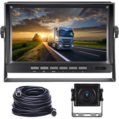 Car Backup Camera Kit with 7 Inch LCD Screen Monitor and Night Vision Camera IP 69, Wired Backup Camera for Camper Vans, Trucks, Trailers (12V-24V) with 15m Cable (1/5)