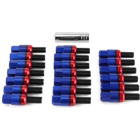 20pcs Boulons de Roue M14x1.5mm en Alliage d'Aluminium Renforcé Vis Tige Compatible 718 Boxster (982)/911 Carrera Bleu (1/5)