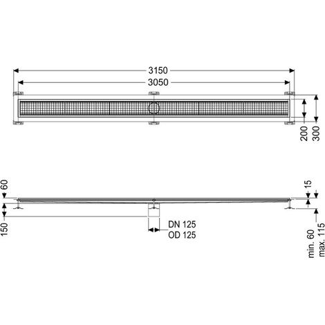 -Kastenrinne Ferrofix Klebeflansch H: 15 mm, 200 x 3050 mm