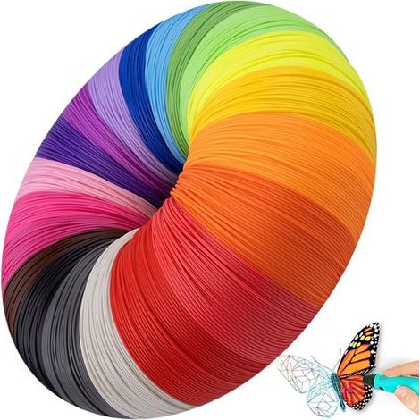 Filament PLA 1,75 mm pour stylo 3D, 100 m, recharge universelle biodégradable et non toxique, compatible avec la plupart des stylos 3D, 20 couleurs aléatoires (1/4)