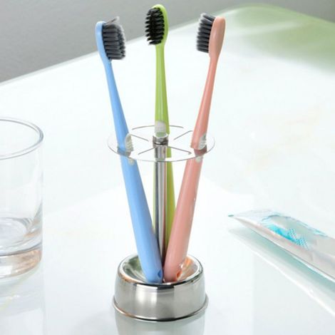 Support Pour Pinceaux - Acier Inoxydable - Pour Maquillage Cosmétiques Bureau Salle De Bain - 1 Pièce (1/5)