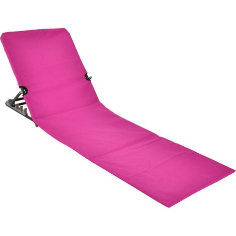 Strandmatte klappbar mit verstellbarer Rückenlehne - pink - Liegematte faltbar mit Tragegurt - Sonnenliege Gartenliege Sonnenmatte Liegematte für Garten Camping Picknick Reise Urlaub