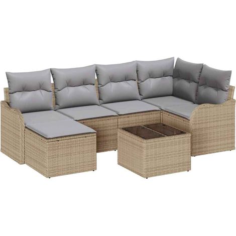 Maison Exclusive - Gartensofa-set Beige Poly-Rattan