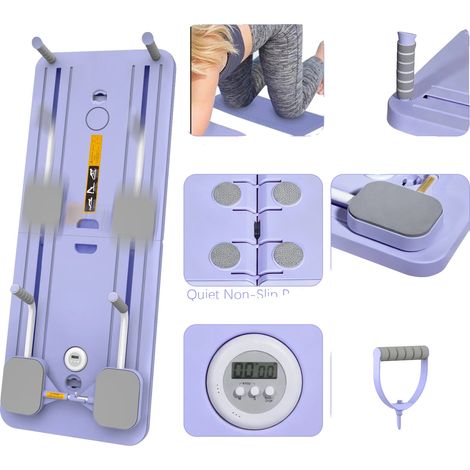 Tabla de Pilates plegable, equipo de fitness todo en uno, tecnología de rebote automático, color morado. (1/2)