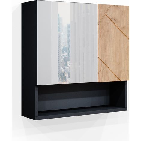 Armoire de toilette Irma, Chêne doré/anthracite, 54 x 55 cm, Vicco