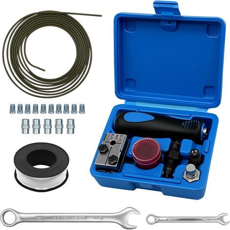 Universel D'évasement pour conduites de Frein DIN avec évasement de câbles de Frein de 4,75 mm + 10 raccords vissés + 5 raccords + Bande d'étanchéité PTFE pour conduites hydrauliques de Frein (1/5)