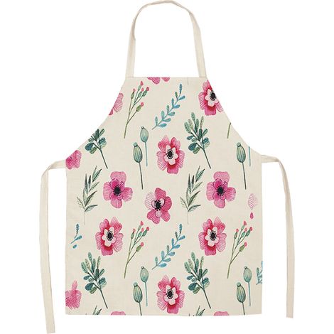 Tablier De Cuisine - Motif Fleurs Plantes - Imperméable Et Résistant - Pour Cuisson Et Pâtisserie - 1 Pièce (1/2)
