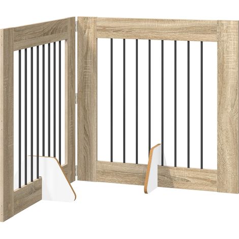 Foldable Dog Gate with Stands 2 pcs Sonoma Oak 160.5 cm vidaXL (1/5)