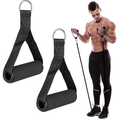 2 poignées tirage musculation – câbles/bandes – mousquetons – grip renforcé