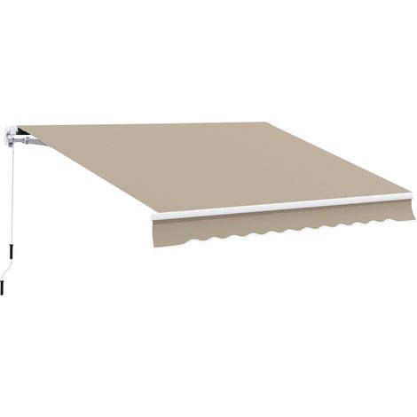 Manuelle Markise – 4x3m Terrassenmarkise – Aluminium-Sonnenschutz – einziehbare Markise mit Kurbel – Beige