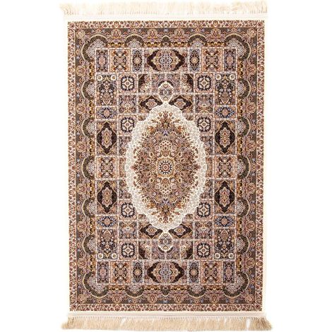 Tapis persan Jahanee  - 150x100cm, Rectangular - 100% Acrylique - Tissé - Beige