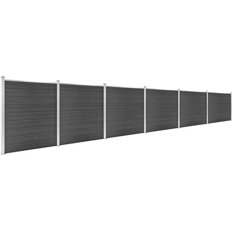 Clôture WPC/Ensemble de Panneau de Clôture,Barrière de jardin 1045x186 cm Noir -31348 (1/5)