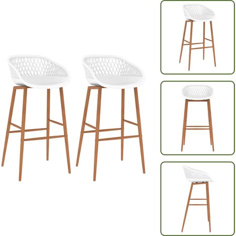 Sillas ergonómicas - vidaXL Taburetes de cocina 2 unidades blanco - Sillas de bar con respaldo bajo
