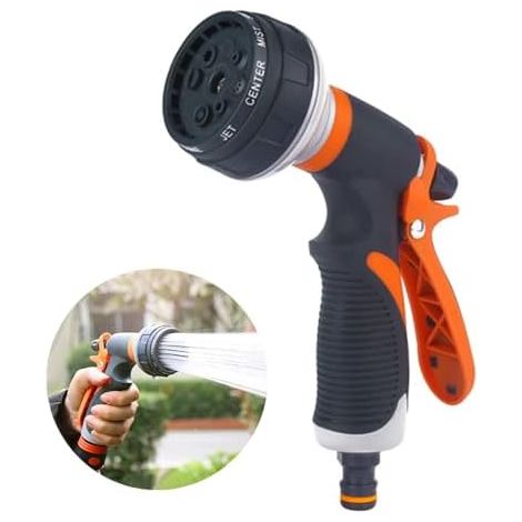Pistolet d'arrosage, Arrosoir avec 8 Modes d'Arrosage, Pulvérisateur de Jardin, Débit d'eau Réglable pour Arroser la Pelouse, Le Bain des Animaux Domestiques - (1/5)