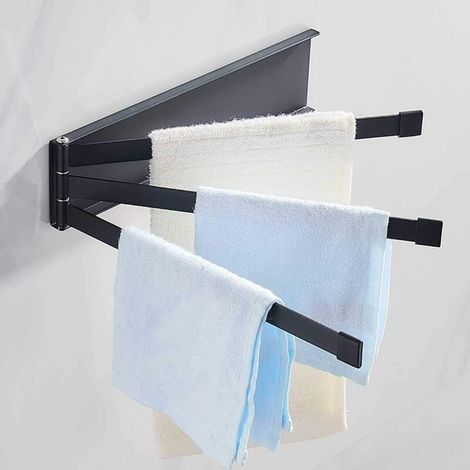 Porte-serviettes pivotant à 3 branches, support mural en fer forgé, étagère pliante en fer forgé, organisateur de rangement, support de suspension, gain de place, pour la cuisine (1/4)