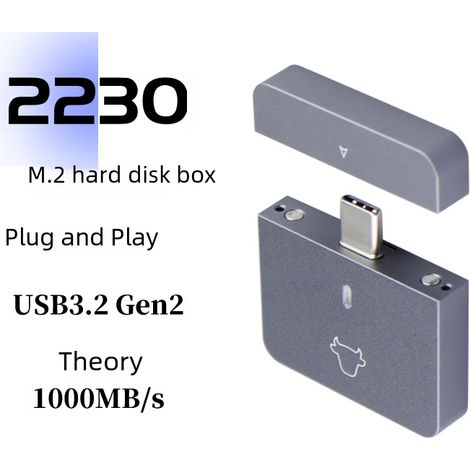 Boîtier Disque Dur M.2 - Boîtier NVME 10 Gbps - Compatible Ordinateur Et Smartphone - Aluminium - 1 Pièce (1/5)