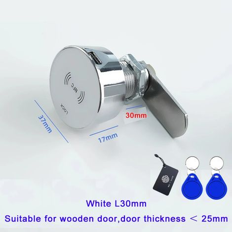 (Blanc, L30 mm) Serrure sans clé pour porte ou tiroir d'armoire avec capteur de carte à puce RFID 13,56 MHz (1/3)