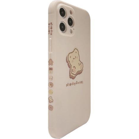 Coque de téléphone blanche porte-bonheur avec un adorable ourson en relief pour iPhone, ornée de l'inscription « So Lucky ». Résistante aux chocs et aux chutes, elle convient aux iPhone pour femmes. (1/2)