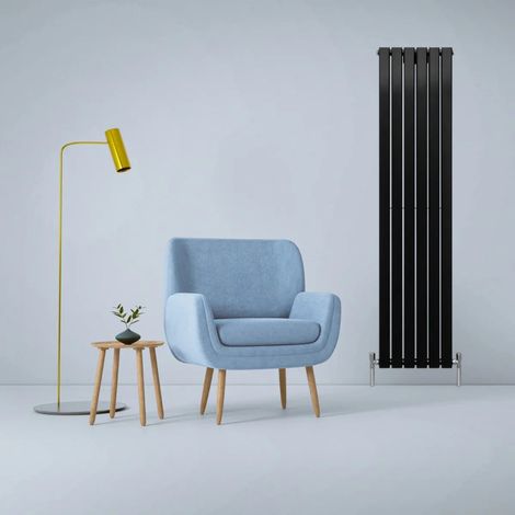 Designer Flat Panel Radiators Matt Black 1800mm x 420mm (1/5)