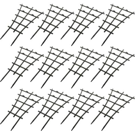 Rankhilfe für Kletterpflanzen, Set aus 12 Mini-Gartenspalieren, -Käfigen und -Netzen aus grünem Rattan für Blumen und Tomatenpflanzen.