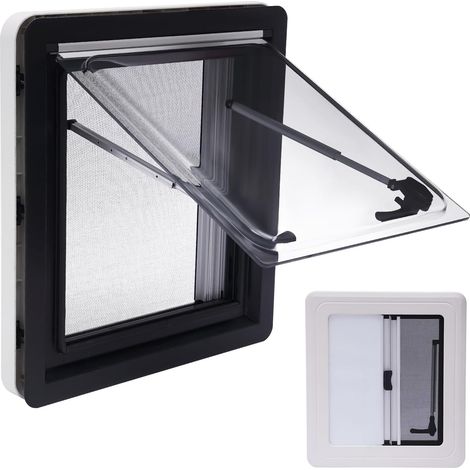 Fenêtre latérale de caravane - 45 x 50 cm - Ouverture push-pull - Avec moustiquaire - Brise-vue - Store occultant - Pour camping-car, caravane et camping-car