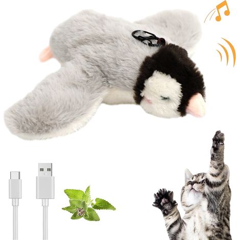Jouets pour chats, oiseaux à plumes en forme de moineau aux ailes battantes, gazouillis réalistes, jouet interactif pour chatons et exercices pour chatons