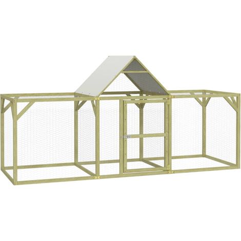 Poulailler enclos cage poules 300 x 100 x 150 cm bois de pin massif imprégné marron