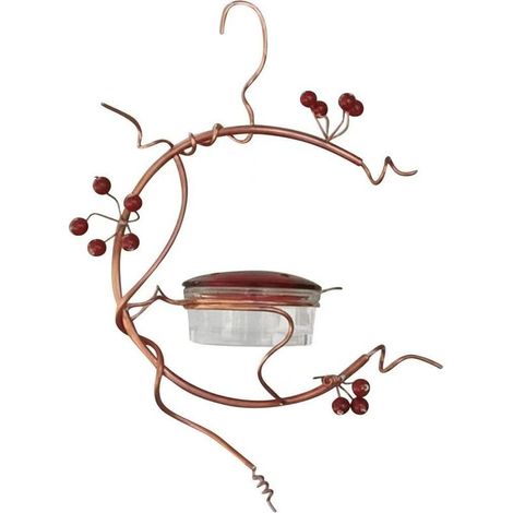 BRAVIX Mangeoire pour colibris aux Baies Rouges avec Flamme Coppervines Mini-Blossom Dream House nichoir pour Petits Oiseaux 23X16cm