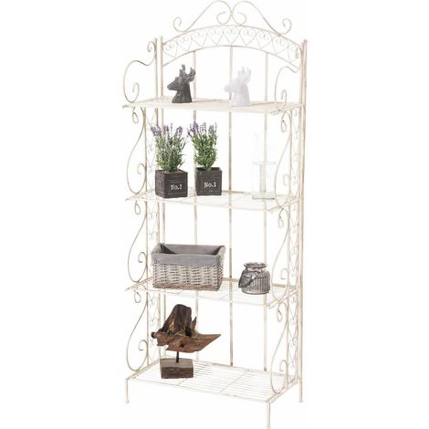1 - Étagère De Rangement - Porte-Plante En Métal - Structure Pliable 4 Niveaux Pour Jardin Cuisine Salle De Bain Couleur Crème Antique Dimensions 61x33x153cm