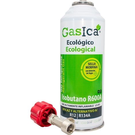 Pack Gasica D2 226g. Gas Refrigerante Orgánico Ecológico Sustituto del R12 y R134A más llave de paso para Recarga de Gas (1/5)