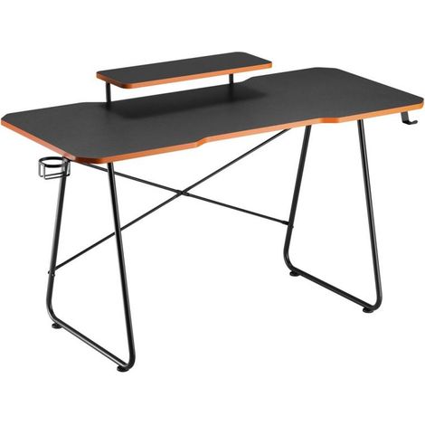 Gaming desk with monitor shelf NanoRS, 50kg max, height 850mm, black, RS170 (1/2)