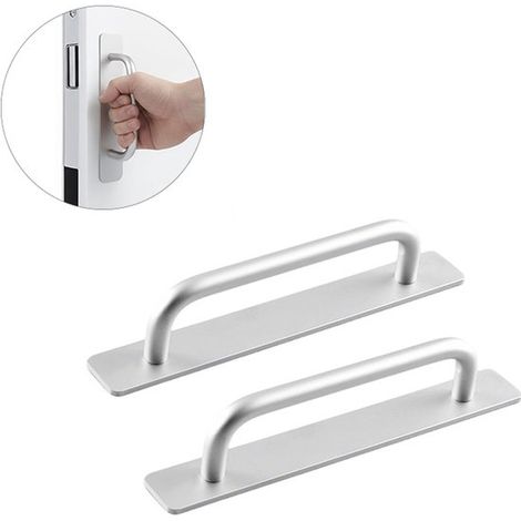 Maniglia per porta in 2 pezzi, maniglia per finestra, maniglia per porta in lega di alluminio, maniglia per cassetto, maniglia autoadesiva per armadio, 15 x 2,5 x 3,6 cm, non richiede foratura (1/5)
