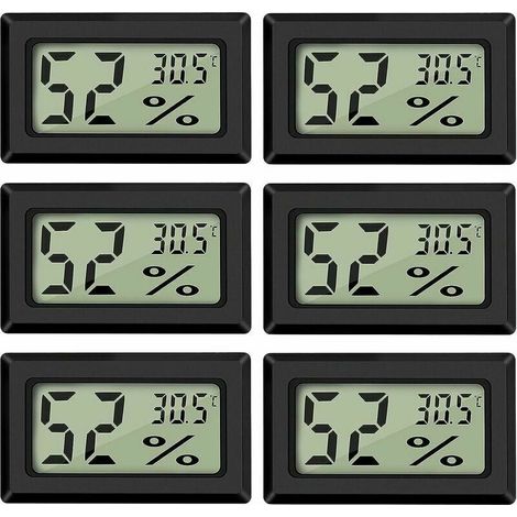 UlisemMini termometro igrometro digitale LCD - Temperatura e umidità -5070℃ 10% 99% RH - (confezione da 6) (1/4)