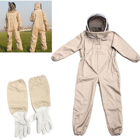 Tuta da apicoltore, tuta professionale da apicoltore, tuta spaziale marrone con velo autoportante per apicoltori, guanti protettivi inclusi. (1/5)