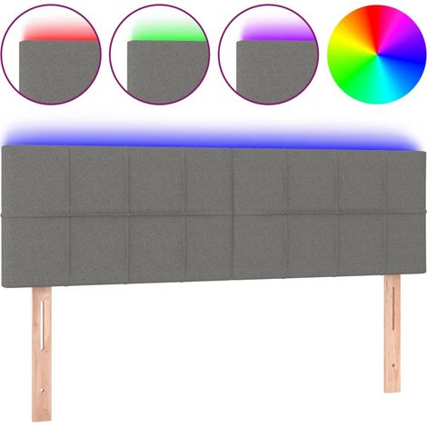 Maison Exclusive - LED Kopfteil Dunkelgrau 144x5x78/88 cm Stoff
