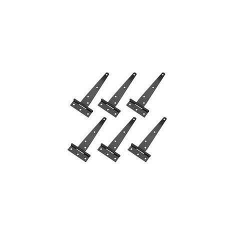 T-Scharnier für Gartenhaus, 6 Stück, 10 cm, robust, geschmiedeter Stahl, kein Rost, schwarz (1/5)