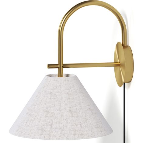 Aplique de Pared Dorado Vintage con Enchufe e Interruptor - Boly