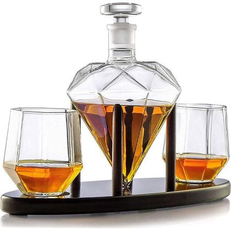 SET DECANTER PER WHISKY CON PIETRE DI DIAMANTE IN CRISTALLO SET PER WHISKY per marito (1/4)