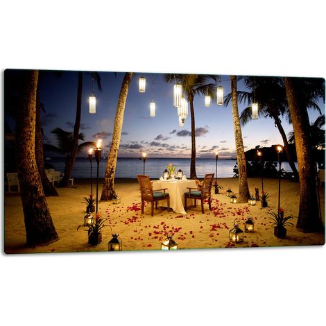 Planche dcouper plaque de verre 52x30 plage (1/5)