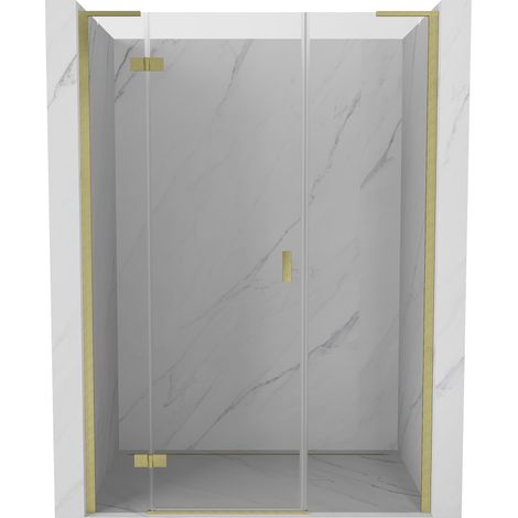 Mexen Mist-H L Duschwand Schwenktür links 130 cm, transparent, gebürstetes Gold - 8A5L-130-001-55-00-L (1/5)