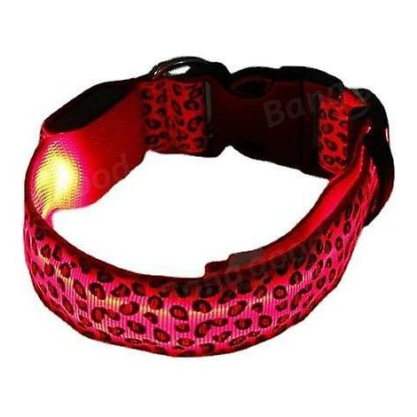 Collier LED de sécurité pour chien, imprimé léopard, rouge, taille M – DELKEVIC (1/5)