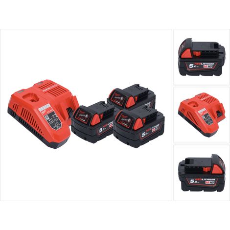 Milwaukee M18 NRG-503 Akku Starter Set 18 V + 3x M18 B5 Akku 5,0 Ah + M12-18 FC Ladegerät ( 4933451423 ) (1/5)