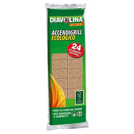 ACCENDIGRILL ECOLOGICO 'DIAVOLINA' 100 cubi - 6 pezzi- DIAVOLINA