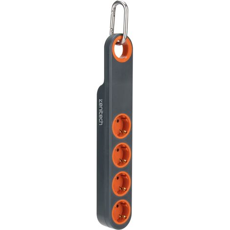 Multiprise 4 prises Schuko 16A + lumière - Gris/Orange - Klipo - Zenitech (1/5)