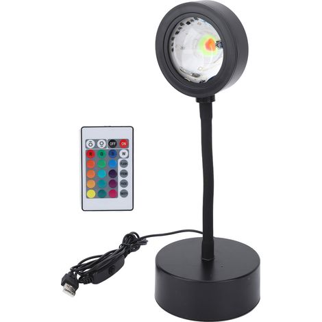 Lampe de projection coucher de soleil, 64 couleurs, 360 degrés, tuyau, prise USB, télécommande, lampe lumière du soleil pour la décoration de chambre (1/5)