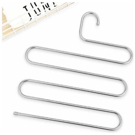 (14,17 x 13,38 pouces, lot de 2, ruban) S-Type en acier inoxydable vêtements pantalons cintres placard rangement organisateur pour pantalons jeans écharpe suspendus