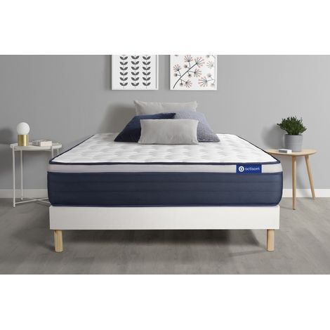 Ensemble matelas Mémoire de forme ACTIMEMO MAX 90x200 cm Maxi épaisseur 7zones de confort + sommier KIT blanc