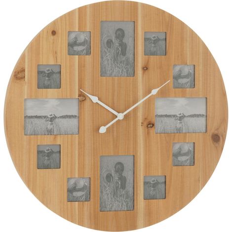 Horloge Murale 12 Photos "Juliette" 60cm Naturel